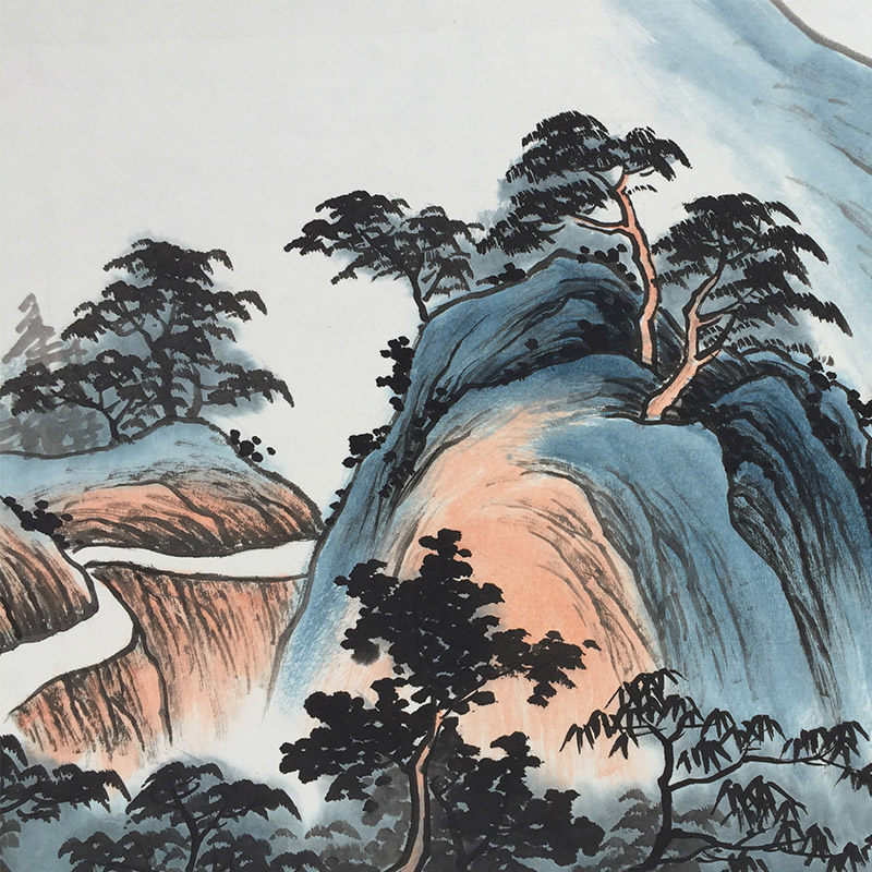 淡远诗意纯手绘仿古画客厅办公室玄关酒店餐厅背景墙古典中式挂画