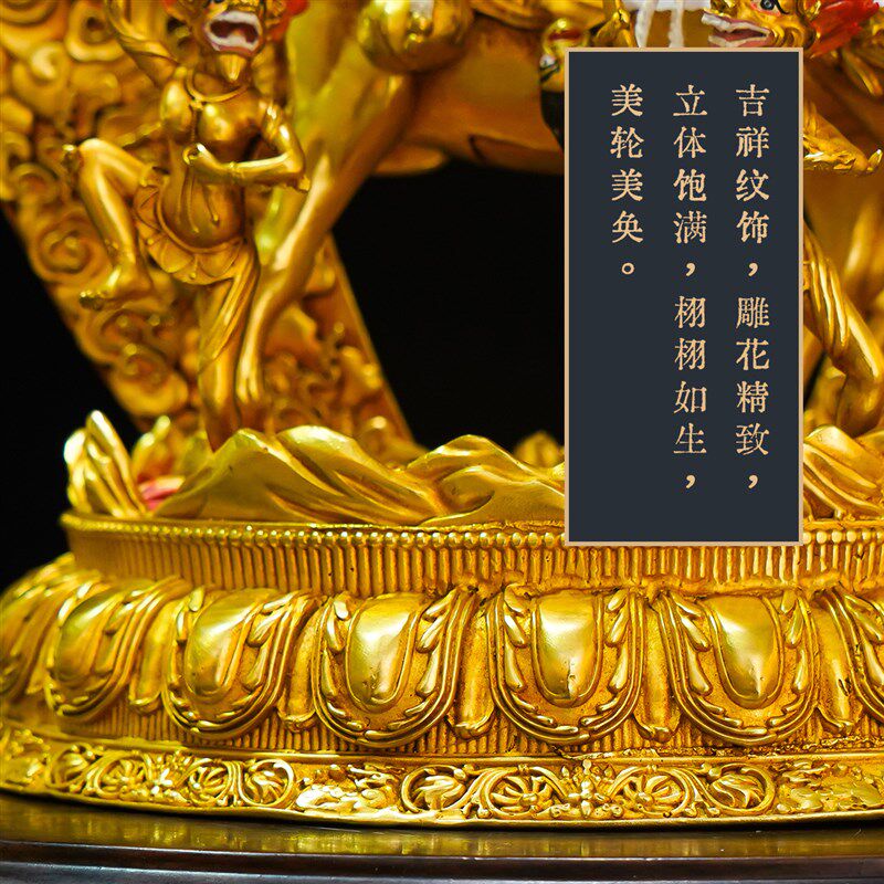 纯铜尼泊尔工艺吉祥天母佛像精品仿古鎏金铜像装饰供奉摆件8/13寸