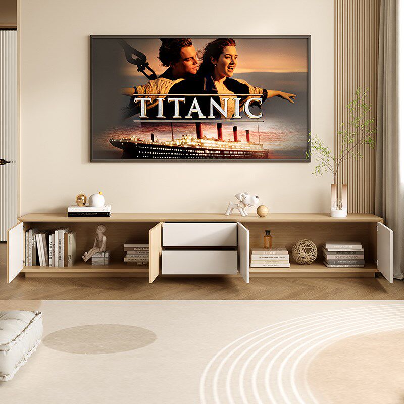 原木风电视柜轻奢客厅小户型储物柜家用法式奶油风白色卧室地柜