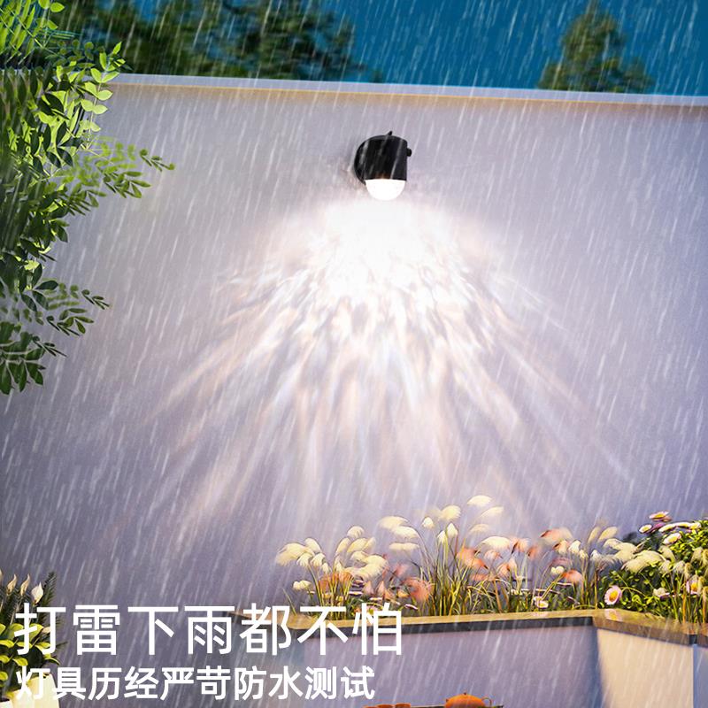 户外庭院墙壁灯动态水纹洗墙灯防水背景墙氛围灯花园露台外墙壁灯