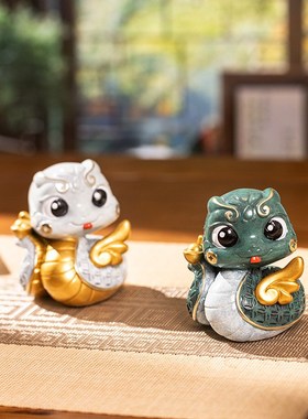 朱炳仁铜 灵蛇定乾坤蛇年生肖摆件生日礼物书桌办公桌面装饰