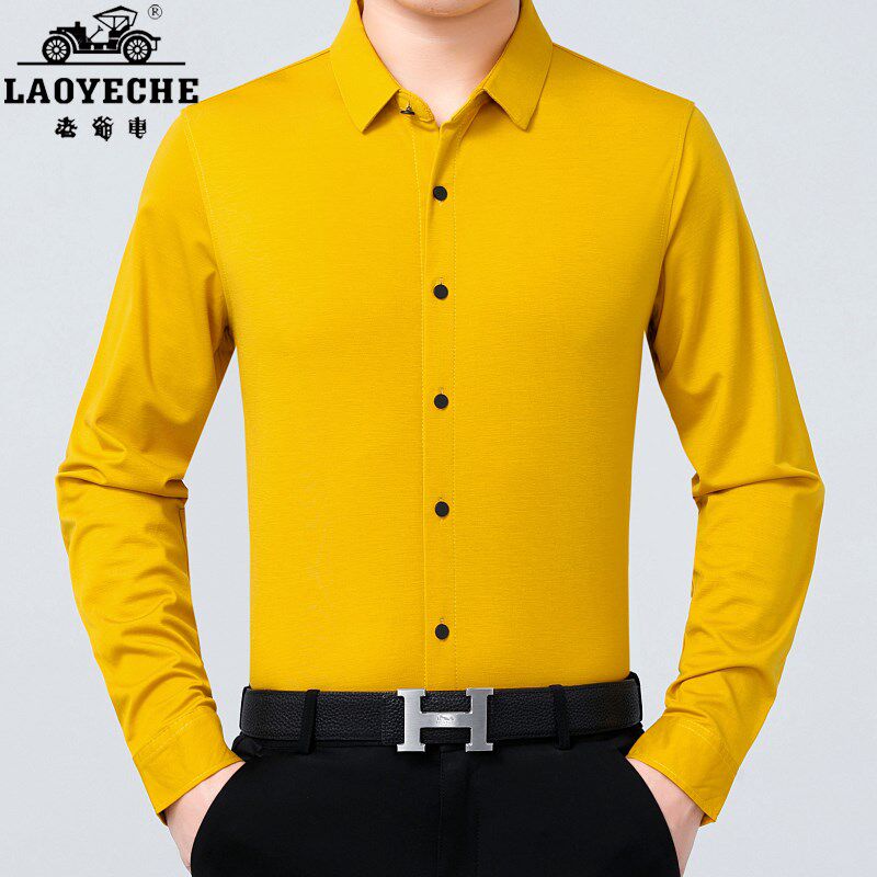 老爷车衬衫男长袖纯棉大红色本命年龙年中国红衬衣喜庆婚礼春秋季