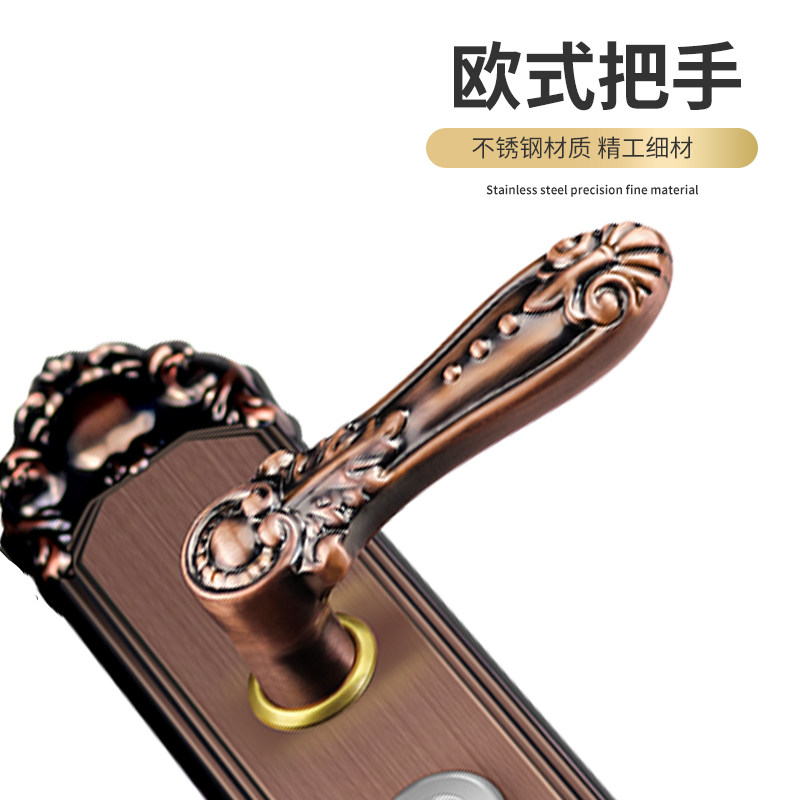 欧式复古不锈钢对开门锁防盗门锁大门锁把手别墅双开门套锁大门锁