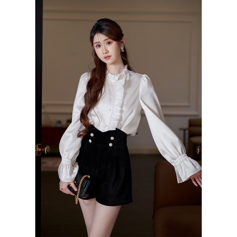黑色短裤女2024新款春款外穿小个子百搭高腰阔腿短裤显瘦短款裤子