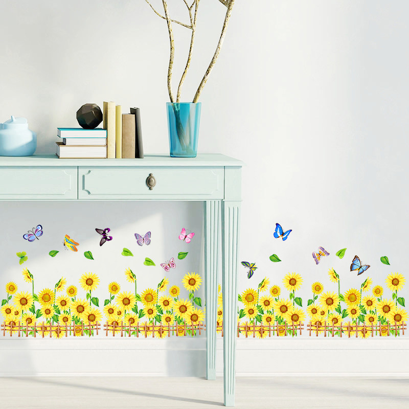 小清新植物踢脚线墙贴装饰客厅墙壁布置贴画卧室墙面贴纸自粘墙纸