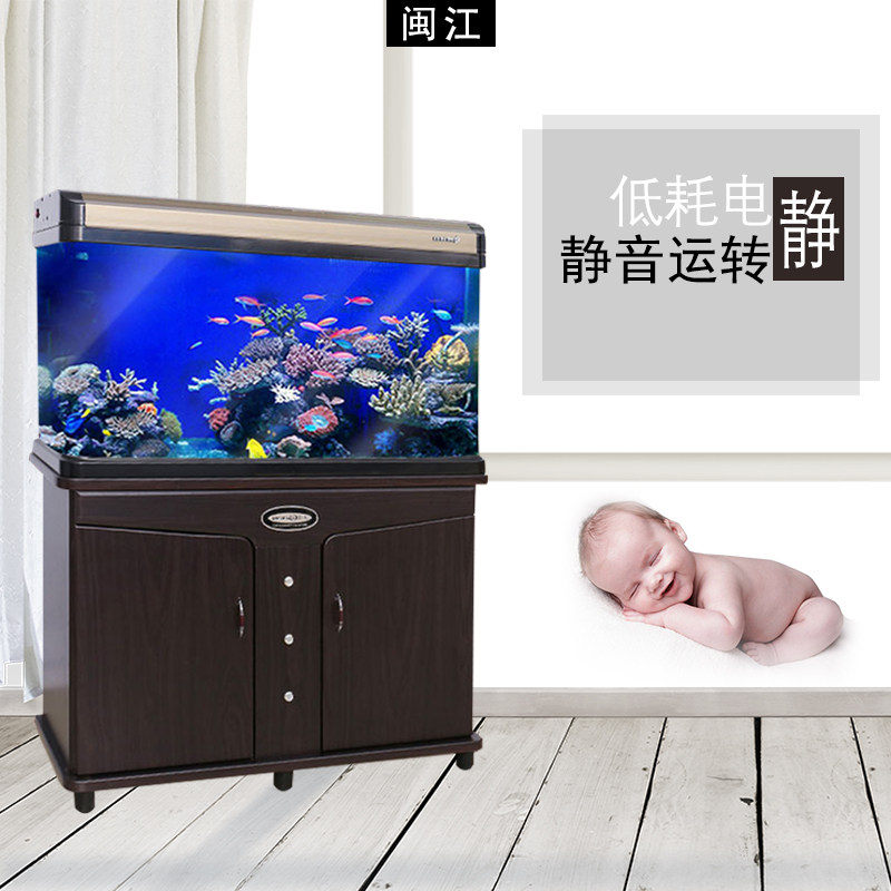 闽江鱼缸客厅长方形家用玻璃生态水族箱免换水热弯小型鱼缸带底柜