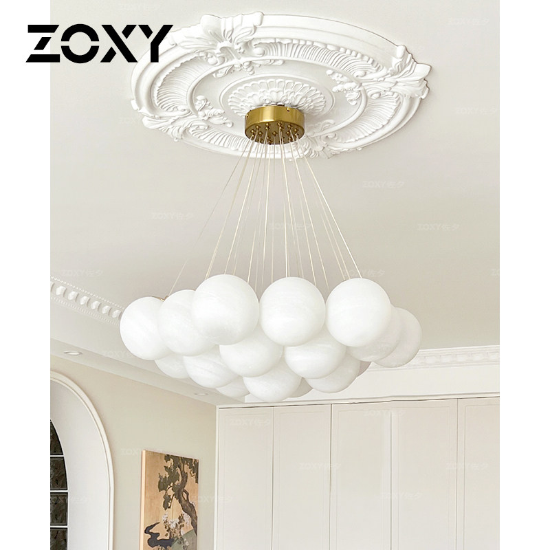 zoxy佐夕 月球吊灯星球灯泡泡球客厅创意魔豆法式奶油风儿童灯具