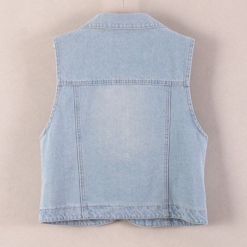 牛仔马甲女短款背心休闲春秋2024夏薄新款无袖外套小外搭连衣裙浅