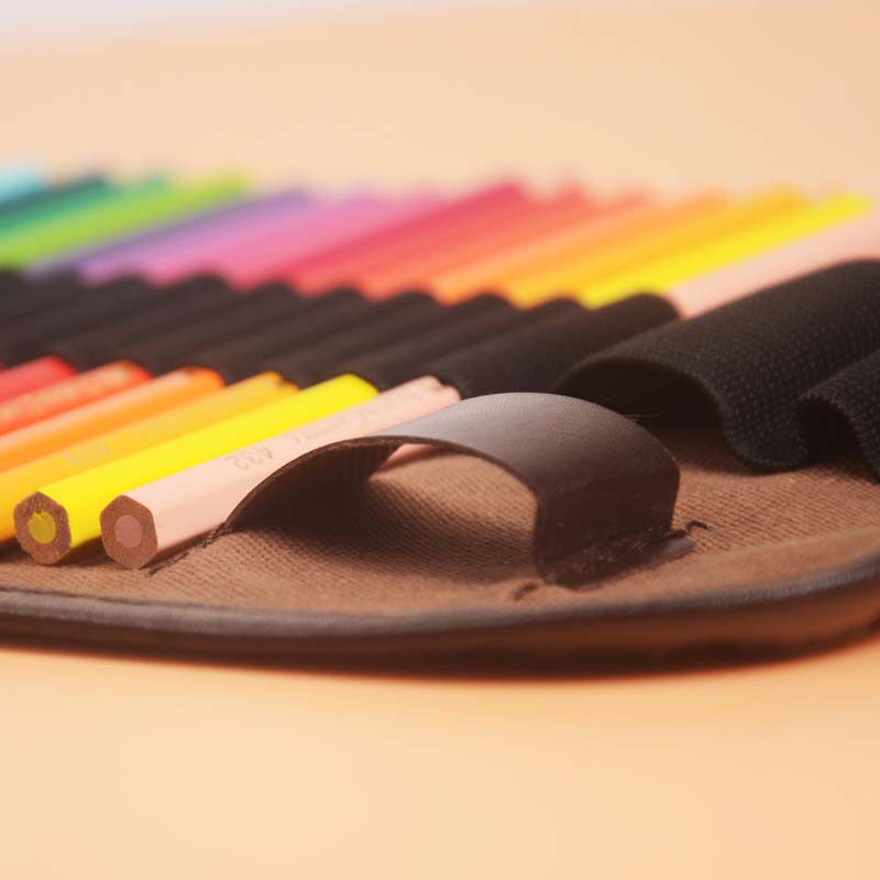 可折叠式48/72孔笔帘彩色美术收纳笔袋素描彩铅笔帘绘画专用笔帘