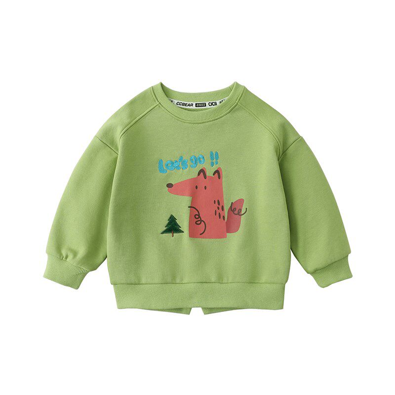 齐齐熊宝宝毛圈卫衣春秋新款男童女童长袖套头衫衣服儿童秋季上衣