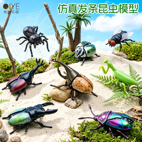 仿真发条昆虫玩具独角仙螳螂甲虫