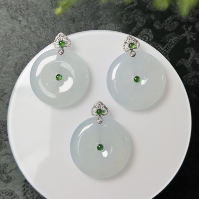 【老爸评测】 YM1372-3 平安扣吊坠 天然缅甸A货翡翠多样性发一件