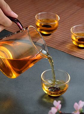 茗艺师玻璃公道杯加厚耐热工夫茶具配件过滤茶海分茶器带茶漏套装