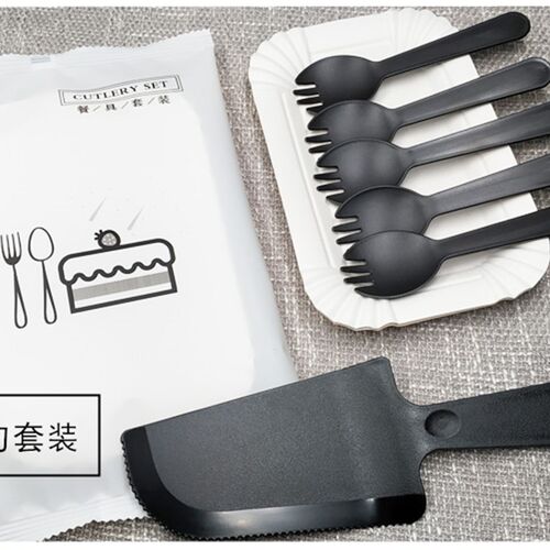 一次性蛋糕纸碟刀叉盘组合长方形盘叉组餐具生日三合一套装整箱