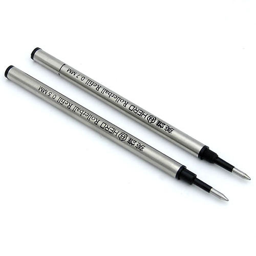 英雄宝珠笔芯233A金属签字笔水笔替芯0.5/0.7mm直插式螺旋纹黑色