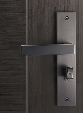 海佩施静音合金门锁简约黑灰色家用卧室通用房门卫生间连体磁吸锁