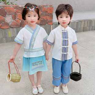 三月三民族服装儿童女童广西壮族服少数民族男童汉服六一演出服夏