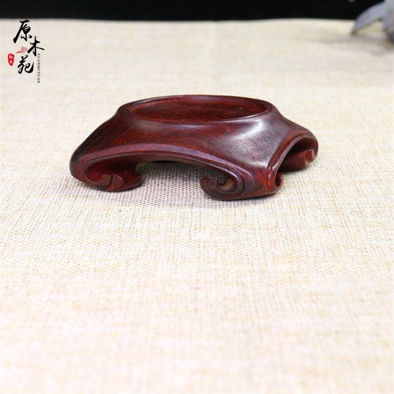 新款红酸枝整料底座红酸枝原木打蜡工艺品底座石头玉器玉瓶底座