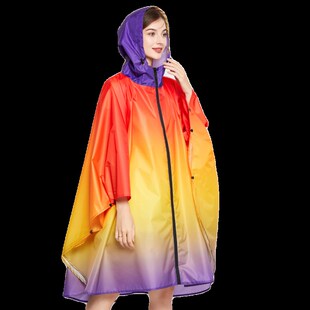 2024新款成人风衣式斗篷男女通用渐变系列徒步背包旅行雨衣雨披