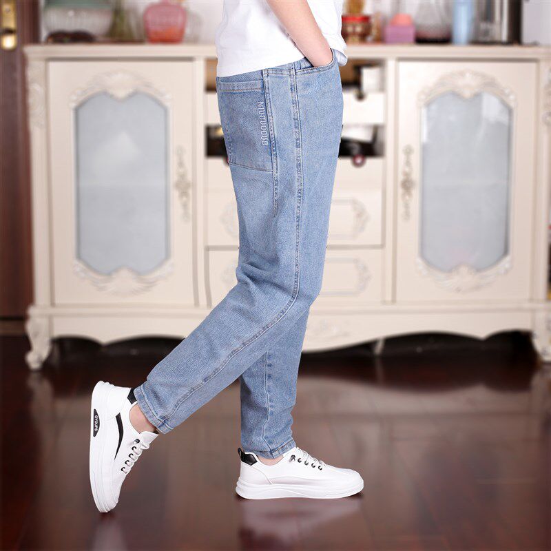 男童潮款宽松浅色牛仔裤2024春秋新款百搭中大童儿童洋气休闲长裤