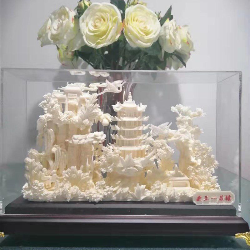黄鹤楼骨雕手工雕刻书房摆件送客户商务礼物湖北武汉特色工艺礼品