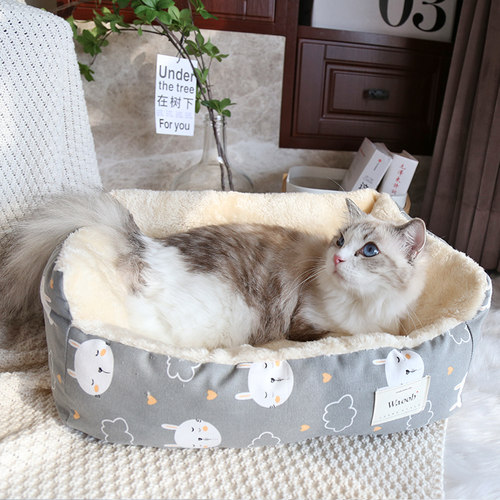 冬季加绒加厚保暖猫笼猫窝垫子四季通用可捆绑可固定带绳子宠物窝