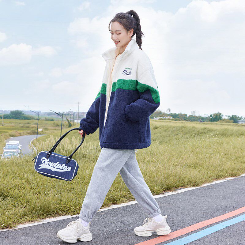 少女大童冬装加厚仿羊羔毛绒外套15岁新款初高中学生棉服女秋冬季