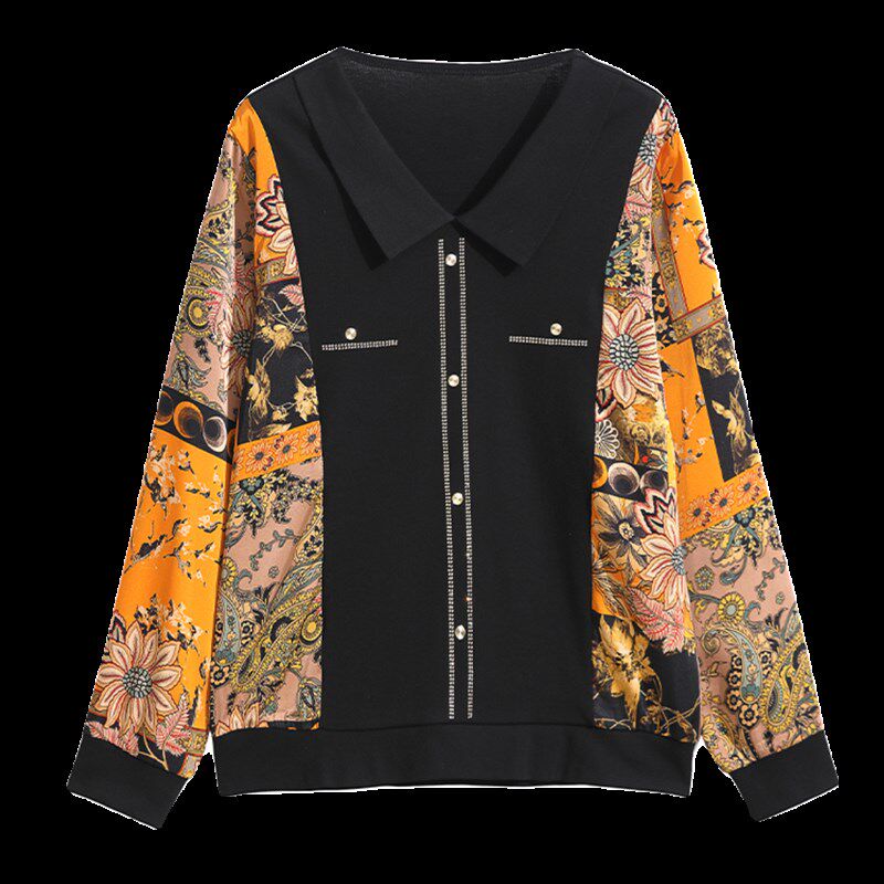 中老年女装妈妈春装2024新款时尚娃娃领纯棉长袖t恤女洋气打底衫