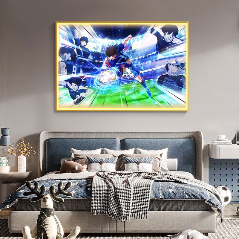 网红足球小子发光床头灯画动漫人物壁画装饰画卧室沙发背景墙卡通