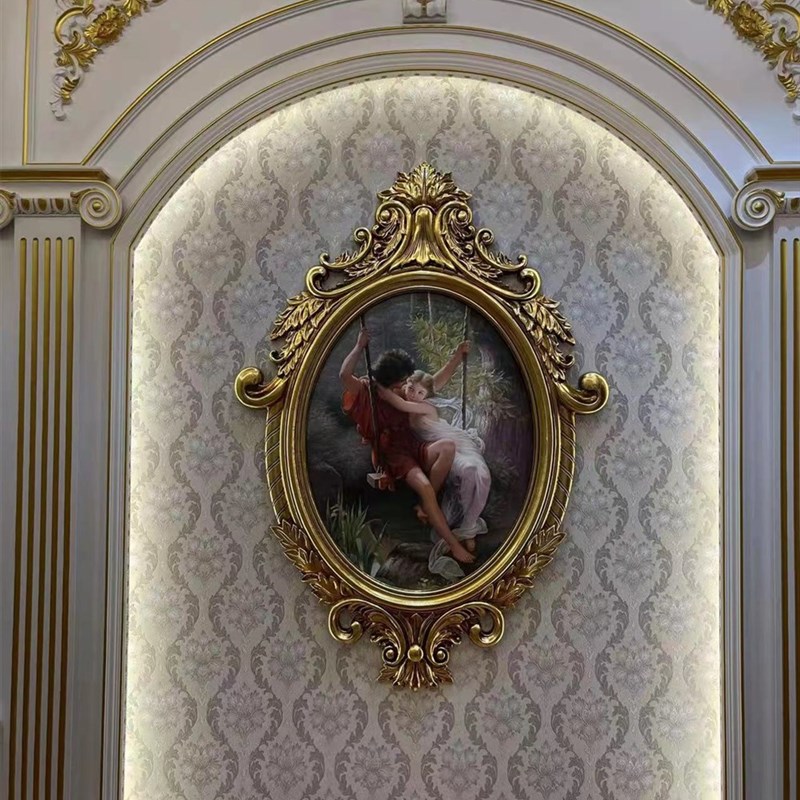 复古欧式椭圆相框画框油画框婚纱照片框金色婚庆挂墙道具装饰镜框