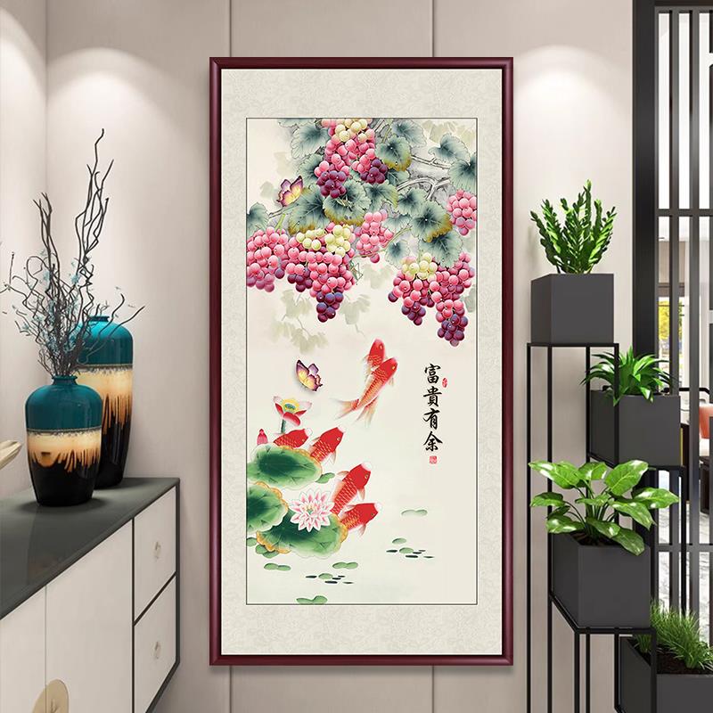 竹报平安玄关装饰画竹子挂画新中式竖版入户走廊尽头壁画水墨国画