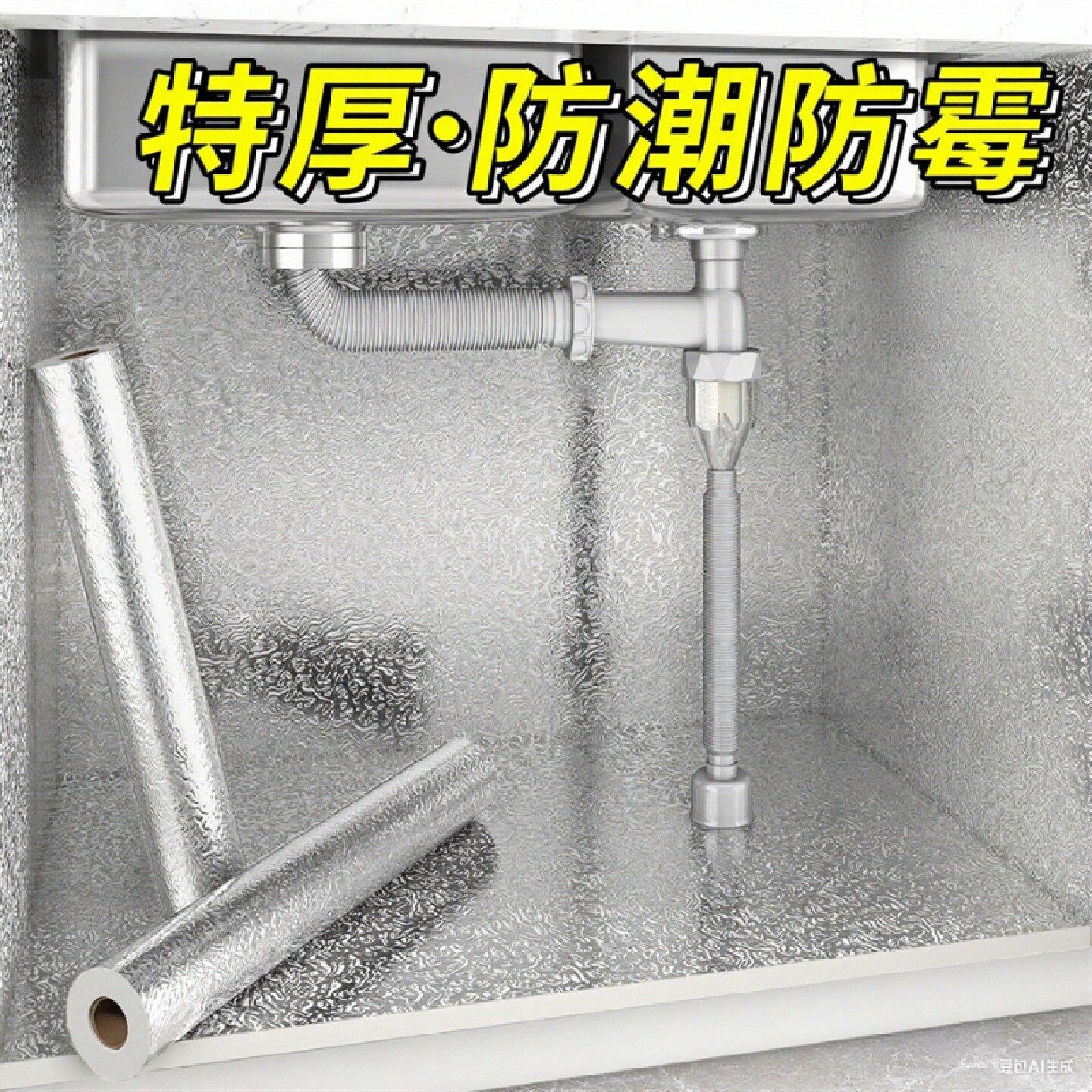 厨房防水锡箔纸橱柜防油防潮贴纸加厚保护膜柜子自粘铝箔纸灶台