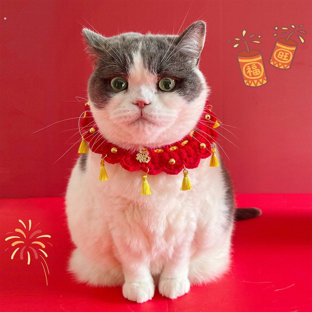 猫咪项圈新年装扮围脖猫猫脖子狗狗脖饰口水巾装饰品宠物可爱兜兜