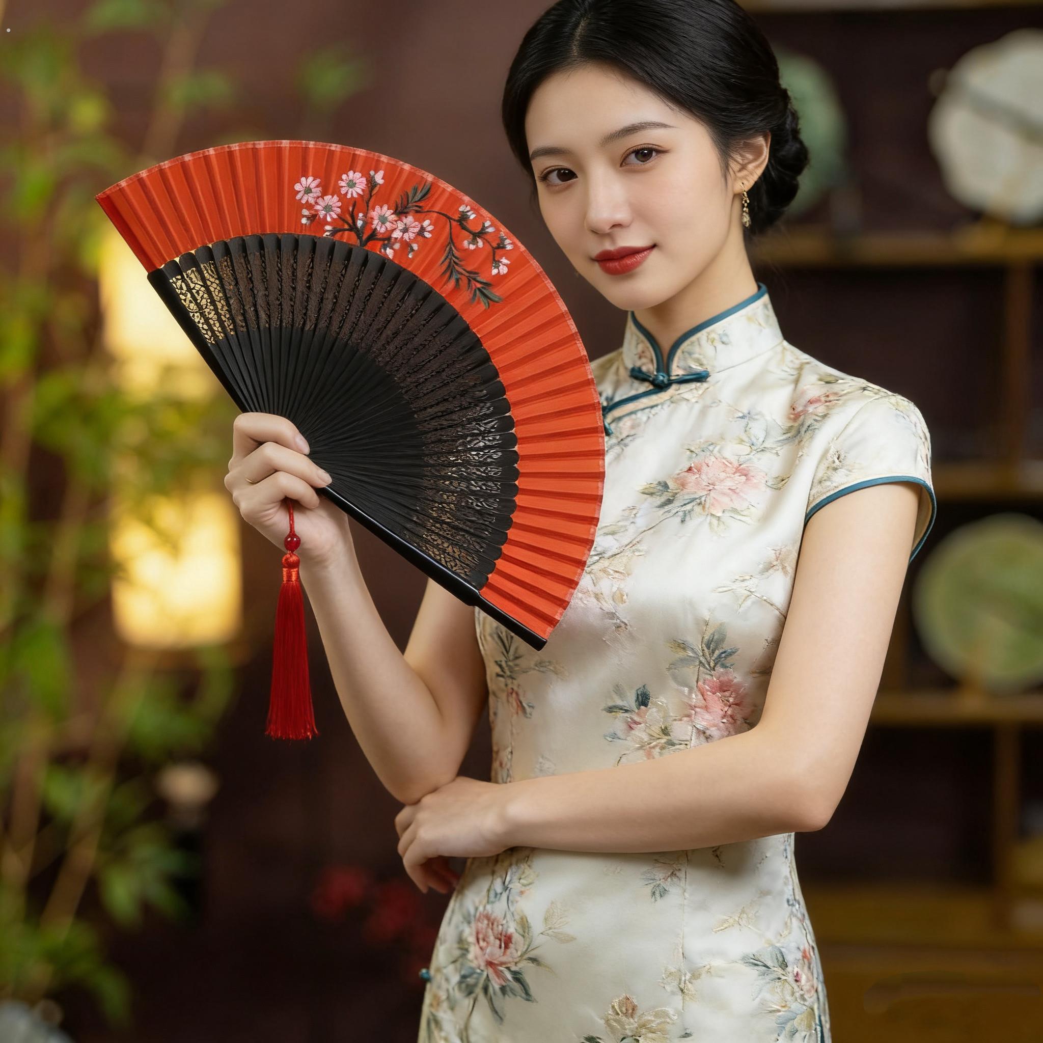 扇子古风红色舞蹈跳舞专用折扇古典舞中国风寄明月易开合汉服