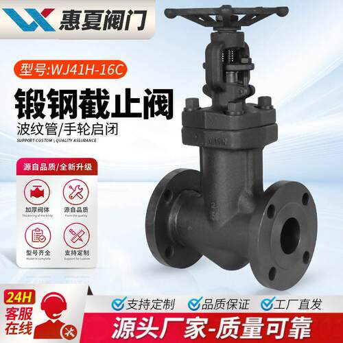 上海WJ41H锻钢法兰波纹管截止阀温蒸汽导热油A105不锈钢04
