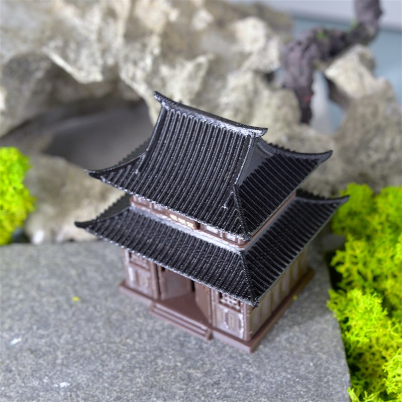复古建筑模型摆件中式古建微景观假山盆景鱼缸装饰亭台楼阁中国风
