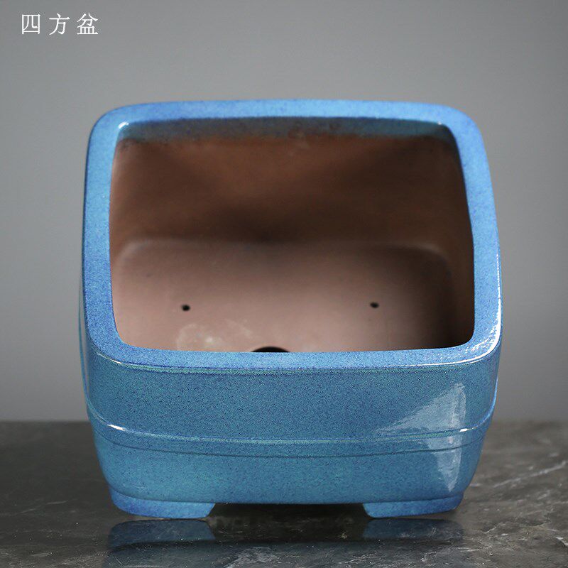 四方形紫砂花盆简约特大号炉钧釉盆栽罗汉松黄杨老桩加深盆景盆