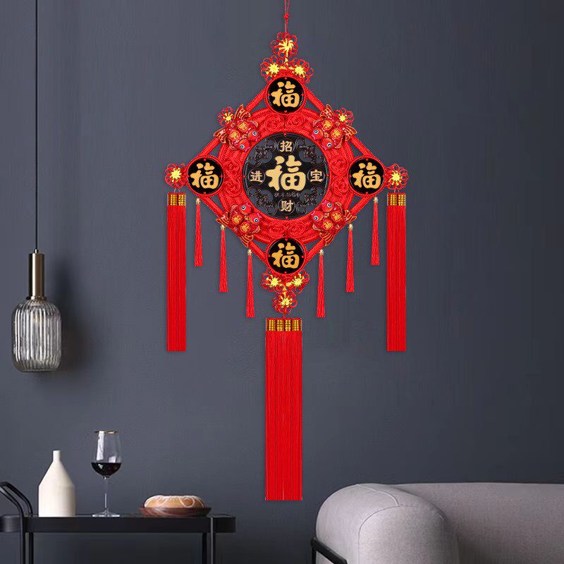 2024新款中国结挂饰客厅高档桃木福字大号玄关乔迁入户门新年装饰