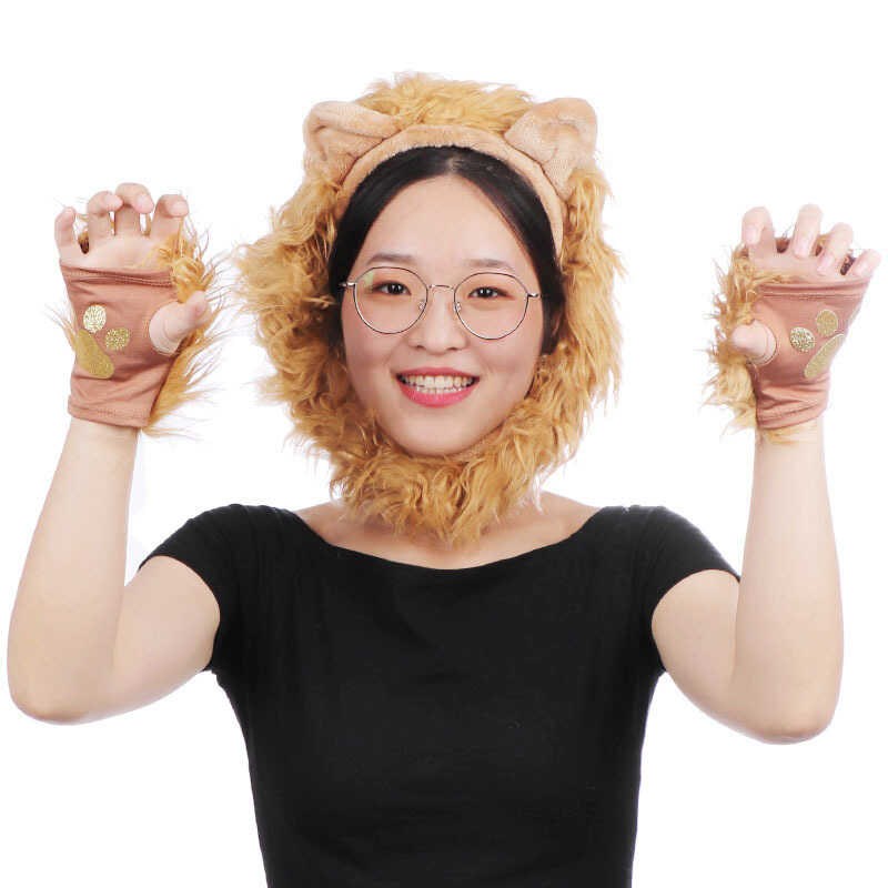 儿童节化妆舞会派对表演演出卡通毛绒狮子王装扮配饰尾巴套装道具