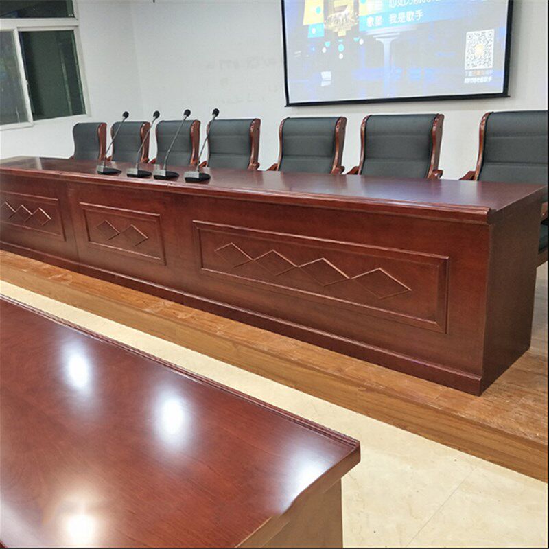 昆明主席台会议桌实木皮培训长条桌演讲台大型高档领导发言办公桌