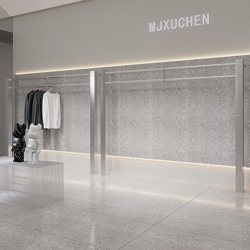 服装店展示架上墙壁挂式不锈钢挂衣服架子简易女装店专用陈列货架