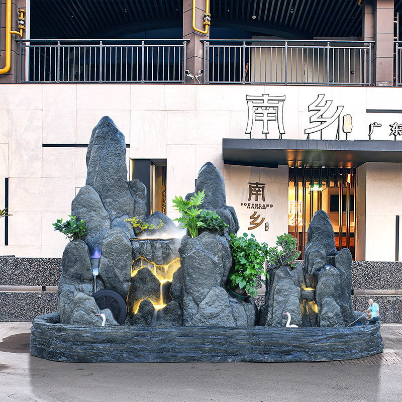 户外大型假山流水喷泉花园别墅鱼池造景家居摆件装饰庭院山水景观