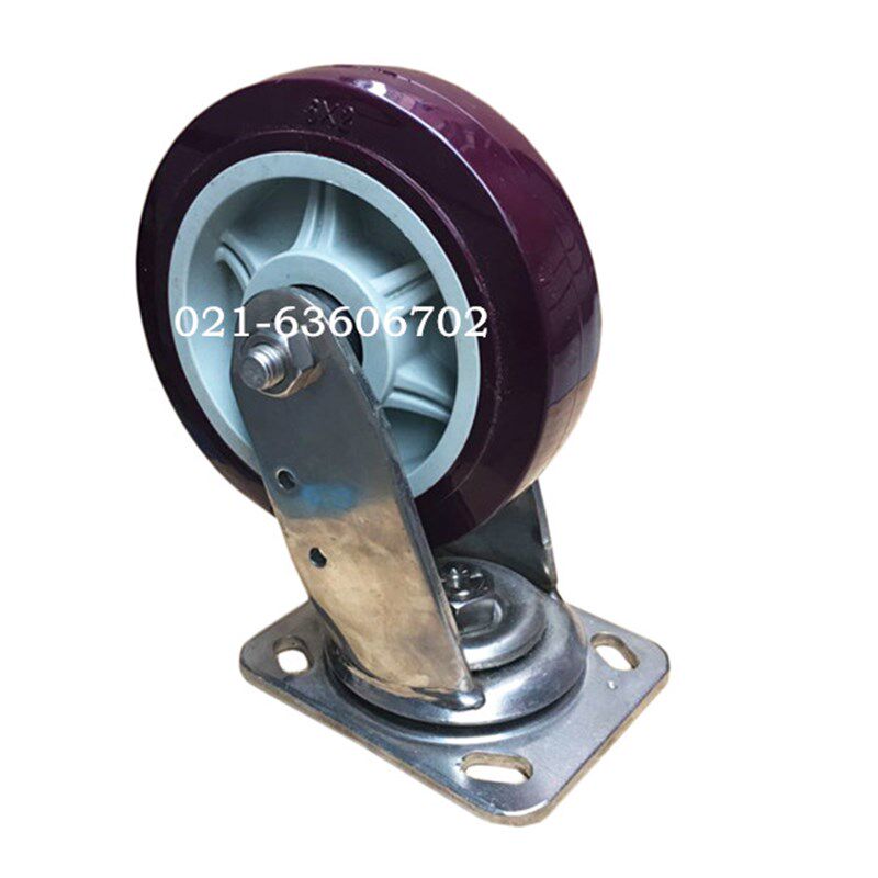 5x2加重型304不锈钢聚氨脂静音万向轮防锈防水工业手推车脚轮轮子