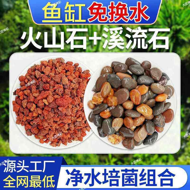 天然火山石溪流石乌龟天然底砂铺底颗粒原生水族鱼缸箱造景鹅卵石