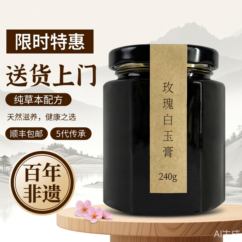 慧善堂白玉玫瑰膏非遗膏方宫廷美颜非全身黄皮肤嫩三白汤内调药材
