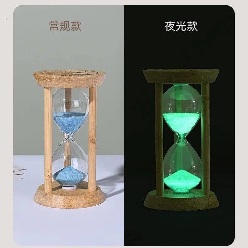 新款木制流沙计时定时器夜光沙漏摆件学习3/10/15/30分钟创意