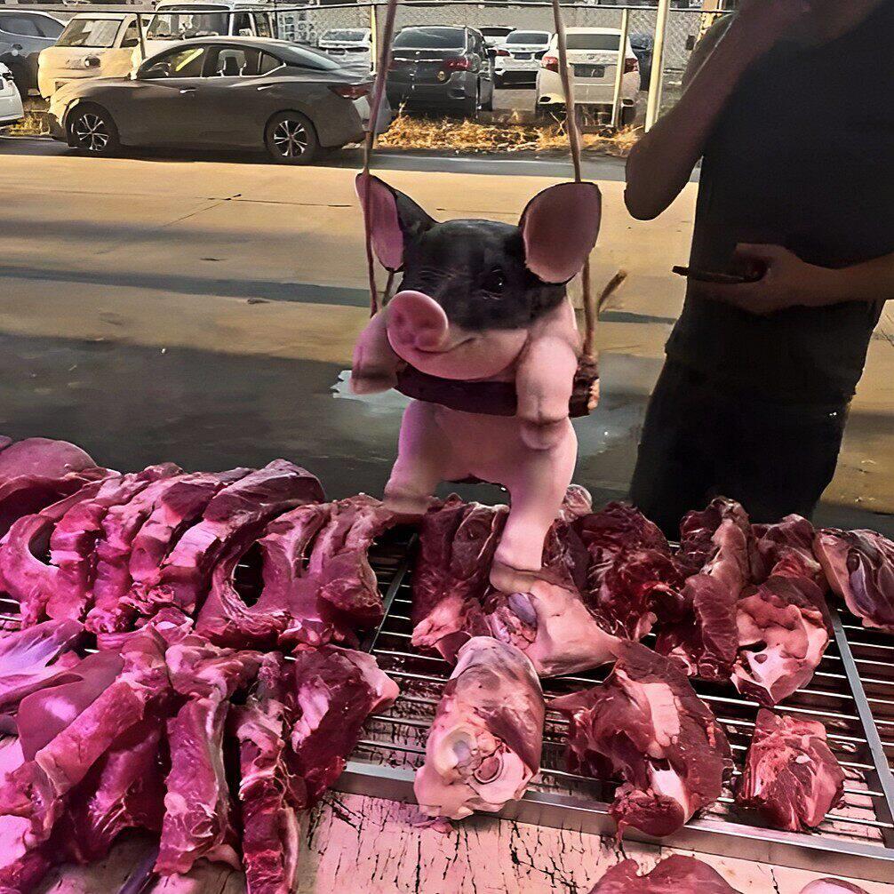 厂家好物小猪猪荡秋千挂件彷真猪黑白猪挂件树脂小猪装饰动物雕塑