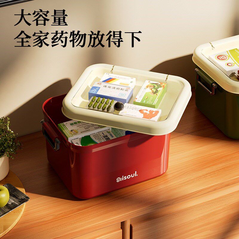 复古医药箱家庭装大号双层药物收纳盒家用药品收纳箱大容量医疗箱