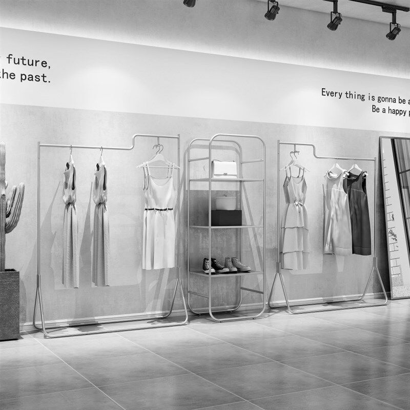 服装店落地架挂衣架创意个性展示架组合服装展架简约现代亚光黑