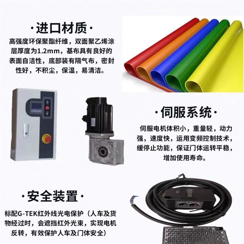 PVC蓝色快速卷帘门工业自动升降感应堆积车间防尘白色高速快速门